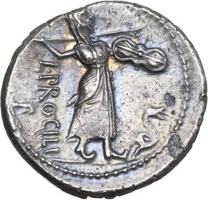 reverse: L. Procilius. AR Denarius, Rome mint, 80 BC
