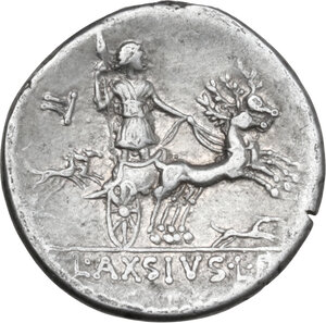 reverse: Lucius Axius L.f. Naso.. AR Denarius, 71 BC