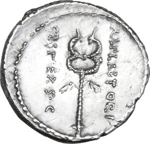 reverse: M. Plaetorius M. f. Cestianus. AR Denarius, 69 BC