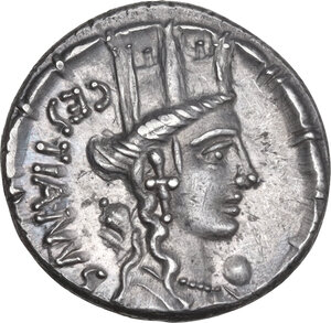 obverse: M. Plaetorius M. f. Cestianus.. AR Denarius, 67 BC