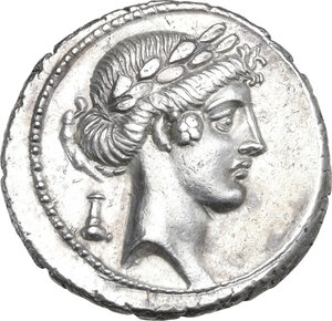 obverse: Q. Pomponius Musa. AR Denarius, 66 BC
