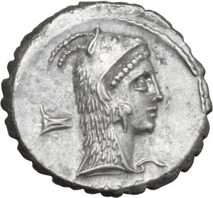 obverse: L. Roscius Fabatus. AR Denarius serratus, 64 BC