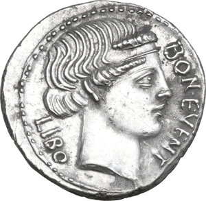 obverse: L. Scribonius Libo. AR Denarius, Rome mint, 62 BC