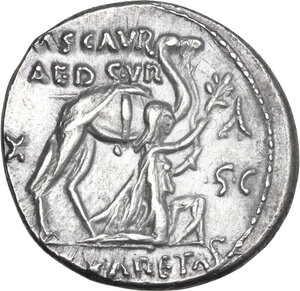 obverse: M. Aemilius Scaurus with Pub. Plautius Hypsaeus. . AR Denarius, 58 BC