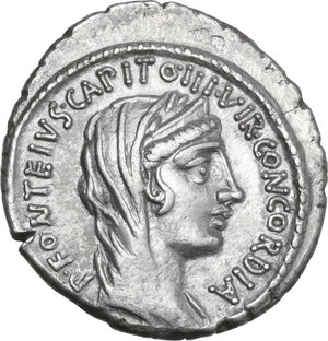 obverse: P. Fonteius Capito. AR Denarius, 55 BC