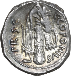 reverse: Q. Sicinius with C. Coponius. AR Denarius, mint moving with Pompey, 49 BC