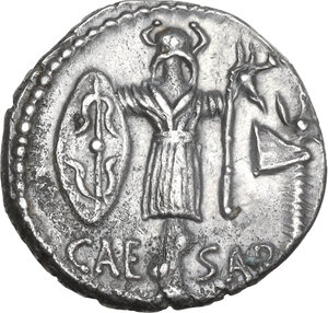reverse: Julius Caesar. AR Denarius, mint moving with Caesar, 13 July 48-47 BC