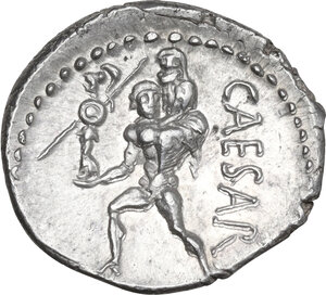 reverse: Julius Caesar. AR Denarius, Africa, 47-46 BC