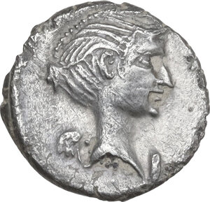 obverse: Fulvia, first wife of M. Antony.. AR Quinarius, 43-42 BC. Lugdunum mint