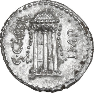 obverse: C. Cassius and Lentulus Spinther. AR Denarius, 43-42 BC, mint moving with Brutus and Cassius