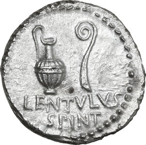reverse: Brutus and Lentulus Spinther. AR Denarius, 43-42 BC