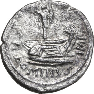 reverse: Cn. Domitius Ahenobarbus.. AR Denarius, 41 BC, mint moving with Ahenobarbus