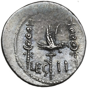 reverse: Marcus Antonius. AR Denarius, mint moving with Marcus Antonius, 32-31 BC