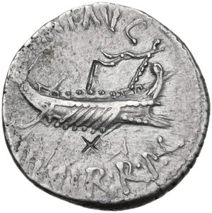 obverse: Marcus Antonius.. AR Denarius, mint moving with Marcus Antonius, 32-31 BC