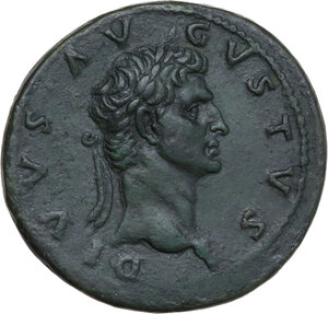 obverse: Augustus (Divus, died 14 AD).. AE Sestertius. Restitution issue, struck under Nerva, 98 AD