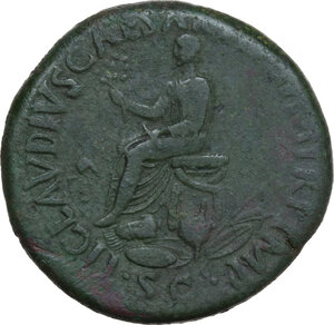 reverse: Nero Claudius Drusus, brother of Tiberius, father of Germanicus and Claudius (died 9 AD).. AE Sestertius, struck under Claudius, 41-50 AD
