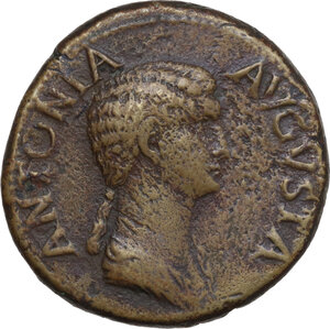 obverse: Antonia, daughter of Mark Anthony and Octavia (died 45 AD).. AE Dupondius, 41-42 AD