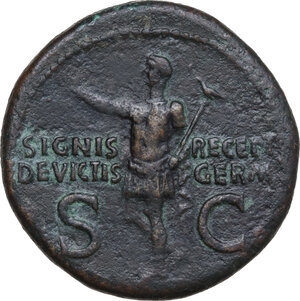 reverse: Germanicus (died in 19 AD).. AE Dupondius, struck under Caligula, 37-41
