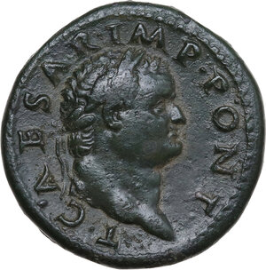 obverse: Titus as Caesar (69-79).. AE Dupondius, Commagene mint, 74 AD