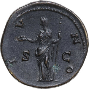 reverse: Diva Faustina I, wife of Antoninus Pius (died 141 AD).. AE Sestertius