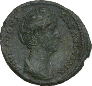 obverse: Diva Faustina I, wife of Antoninus Pius (died 141 AD).. AE As, Rome mint. 141-146 AD