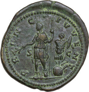 obv: Commodus as Caesar (175-177).. AE As, 172-173 AD