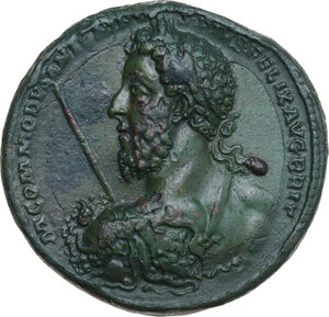 obverse: Commodus (177-193).. AE Bi-metallic medallion, 186 AD