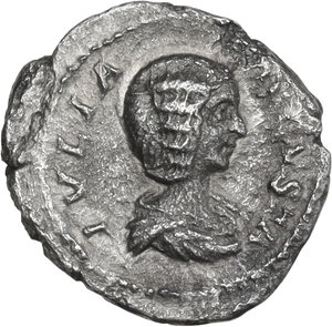 obverse: Julia Domna, wife of Septimius Severus (died 217 AD).. AR Quinarius, struck under Severus, Rome mint, c. 200-211 AD