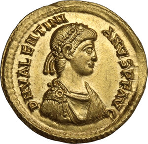 obverse: Valentinian II (375-392).. AV Solidus, Mediolanum mint, 378-383 AD