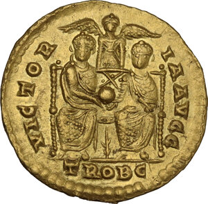 reverse: Theodosius I (379-395).. AV Solidus, Treveri mint, 378-383