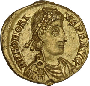 obverse: Honorius (393-423). AV  Tremissis. Ravenna mint, 402-3, 405-6 AD