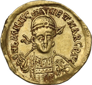 obverse: Basiliscus and Marcus (475-476).. AV Solidus. Constantinople mint, second period