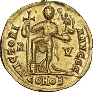 reverse: Valentinian III (425-455).. AV Solidus, Ravenna mint, 426-430/455 AD