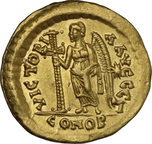 reverse: Leo I (457-474).. AV Solidus, Constantinople mint. 3rd officina. Struck 462 or 466 AD