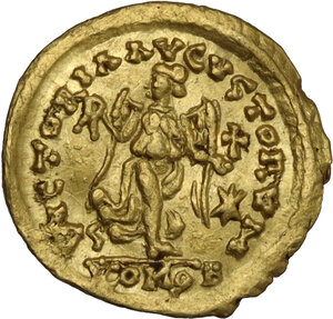 reverse: Ostrogothic Italy, Athalaric to Witigis (526-540).. AV Tremissis. Pseudo-Imperial Coinage. In the name of Justinian I. Rome or Ravenna mint, c. 527/30-539