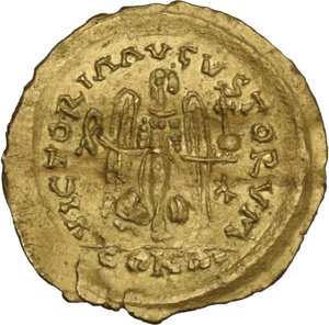 reverse: Ostrogothic Italy, Athalaric to Witigis (526-540).. AV Tremissis. Pseudo-Imperial Coinage. In the name of Justinian I. Rome or Ravenna mint, c. 527/30-539