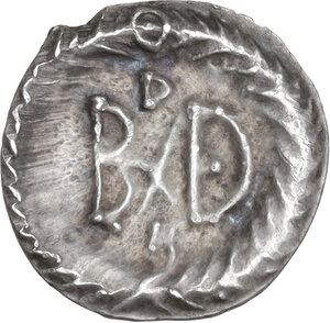 reverse: Ostrogothic Italy, Baduila (541-552).. AR Quarter siliqua. Pseudo-Imperial Coinage. In the name of Justin. Ticinum mint, c. 541-542 AD