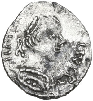 obverse: Ostrogothic Italy, Baduila (541-552).. AR Half siliqua, in the name of Anastasius. Ticinum mint, 549/550-552 AD