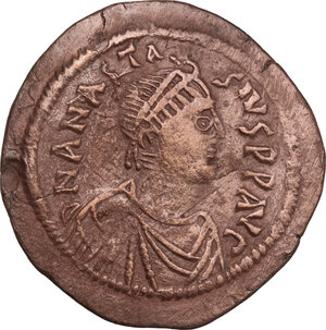 obverse: Anastasius I (491-518).. AE Follis. Constantinople mint, 512-517 AD