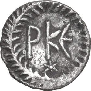 reverse: Justinian I (527-565).. AR 125 Nummi. Ravenna mint. Struck 552-565