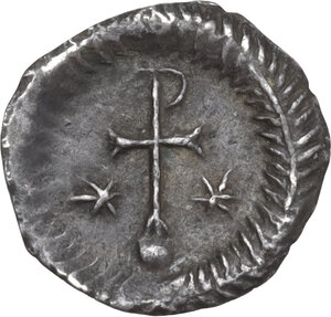 reverse: Justin II (565-578).. AR Half Siliqua, Ravenna mint