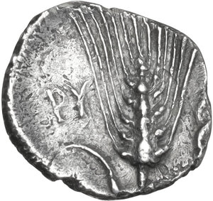 reverse: Southern Apulia, Rubi.. AR Diobol, c. 325-275 BC