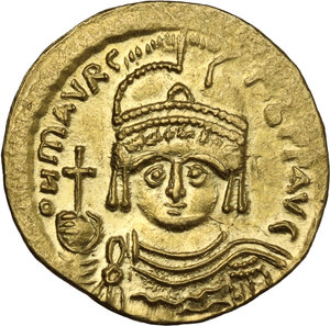 obverse: Maurice Tiberius (582-602).. AV Solidus, Constantinople mint