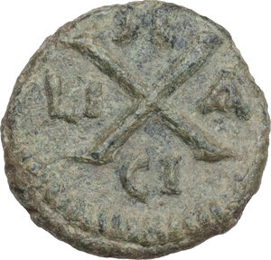 reverse: Maurice Tiberius (582-602).. AE Decanummium. Sicilian mint (Syracuse?), c. 590-596