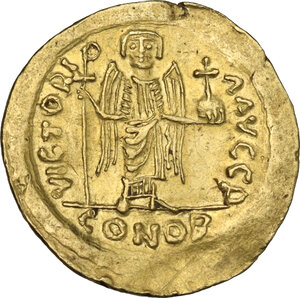reverse: Maurice Tiberius (582-602).. AV Solidus. Rome mint, c. 583-584 AD