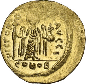 reverse: Phocas (602-610).. AV Solidus. Constantinople mint, 10th officina. Struck 602-603 AD