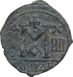 reverse: Revolt of the Heraclii (summer 608 - 5 October 610) . AE Follis, Alexandria mint. Dated IY 14 (610 AD)