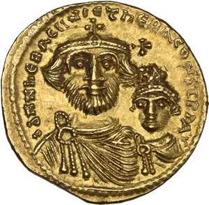 obverse: Heraclius (610-641) with Heraclius Constantine.. AV Solidus, Constantinople mint. Struck circa 616-625 AD
