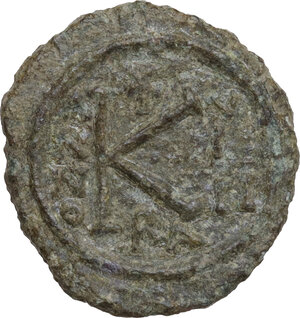 reverse: Heraclius (610-641).. AE Half Follis, Ravenna mint, 618-619 AD