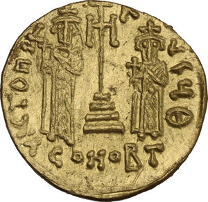reverse: Constans II, with Constantine IV (641-668). . AV Solidus. Constantinople mint. Struck circa 661-663